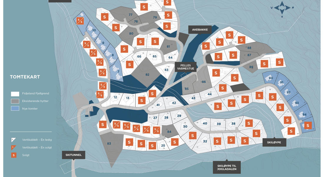 Kart Fidjeland Fjellgrend Tomter