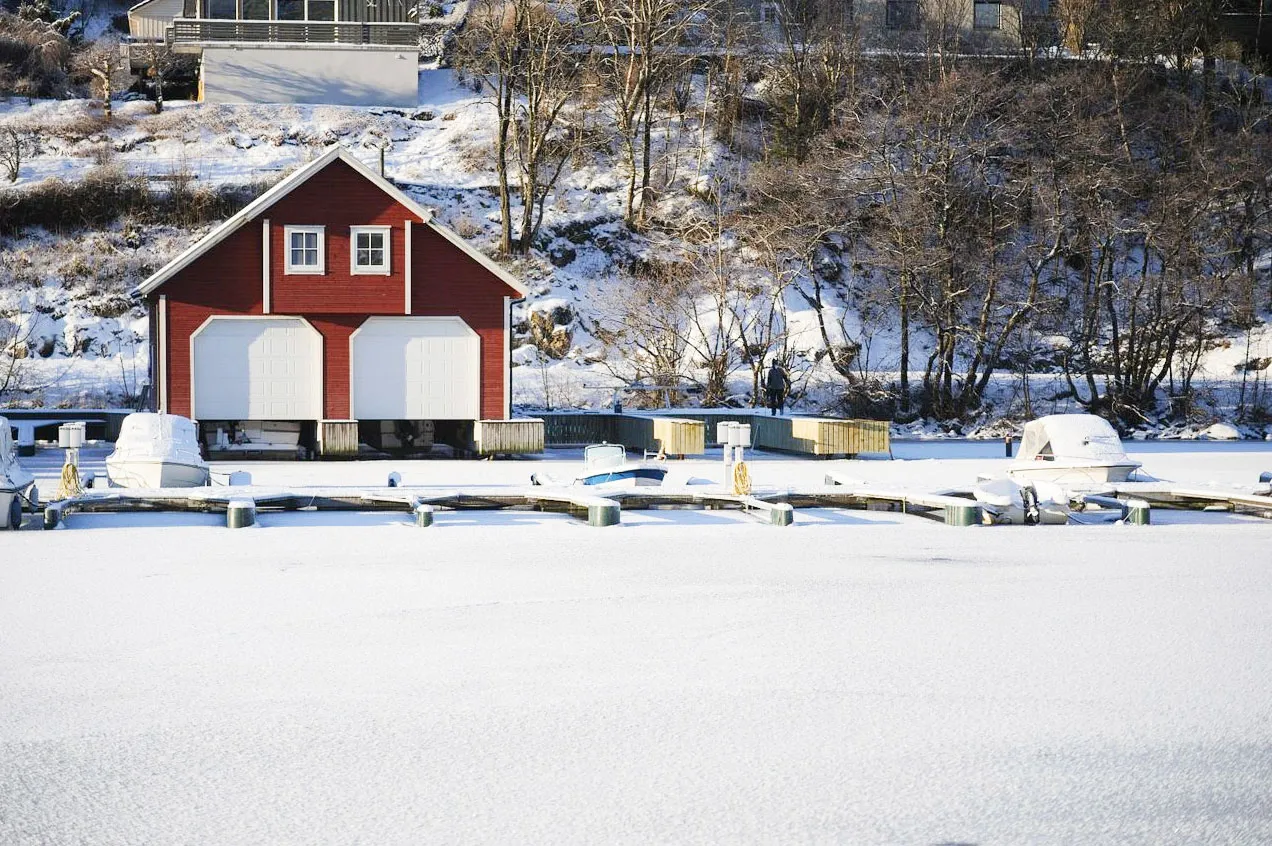 Båthus i Lygre Småbåthavn